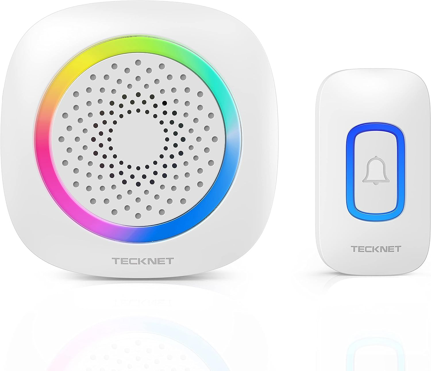 TECKNET Wireless Doorbell, Portable Doorbell with RGB Light,