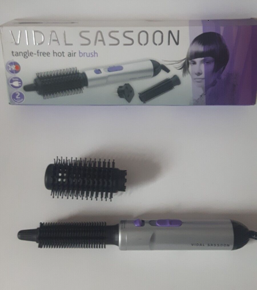 Vidal Sassoon Hot Air Styler 200W Hair Brush Attachments 19mm 38mm