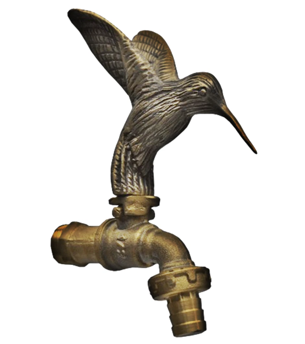 Brass Garden Tap Faucet Hummingbird Spigot Water Home Decor Vintage Outdoor Yard - Picture 1 of 3
