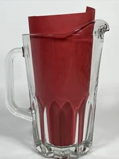 Glass Beer Water Soda Pitcher Made in Italy Vintage Heavy Clear Ribbed Italian