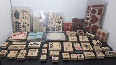 Large Lot 90 plus Wood Rubber Ink Stamps Craft Scrap Book Art Teachers Mixed