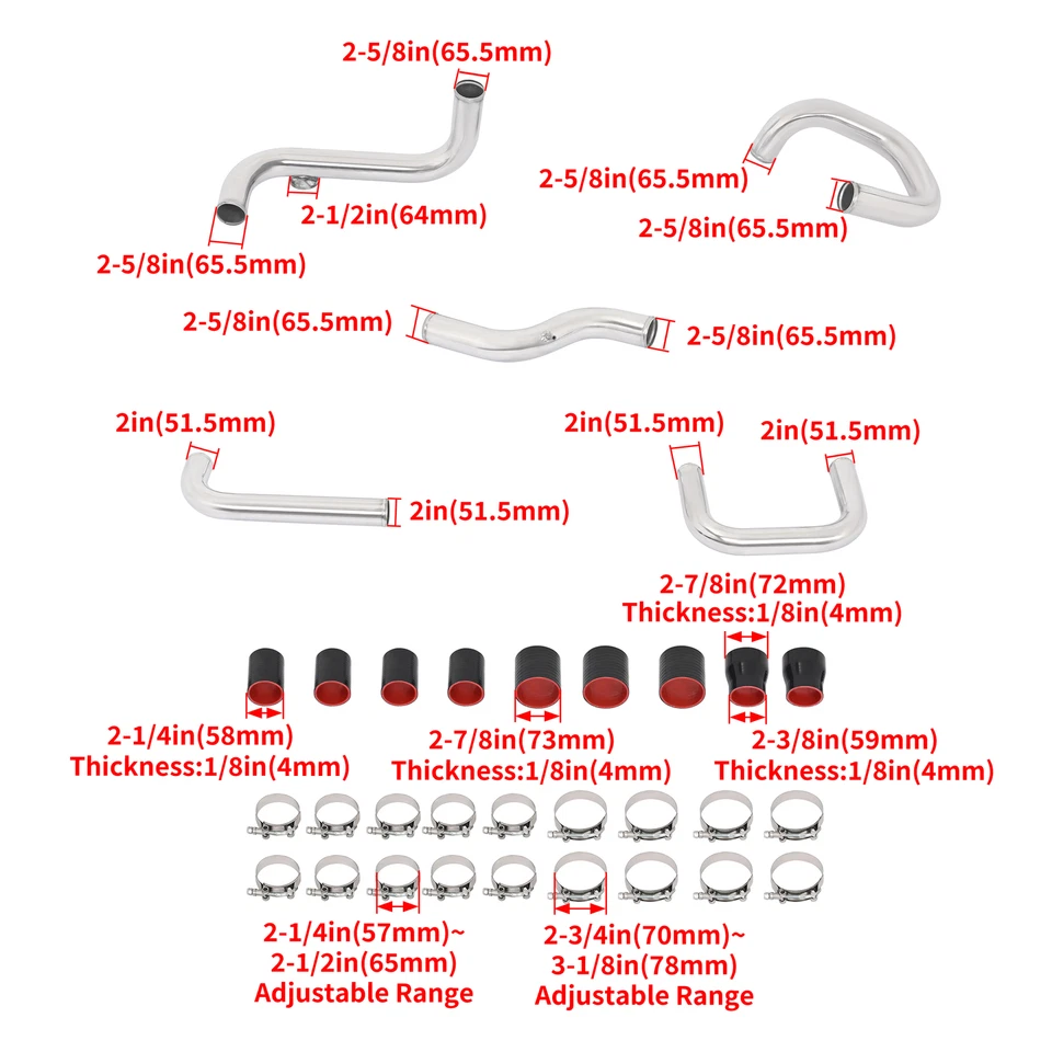 Polished Intercooler Pipe & Boot Kit For Acura Integra For Honda Del Sol 1990-01 - Image 3 of 4