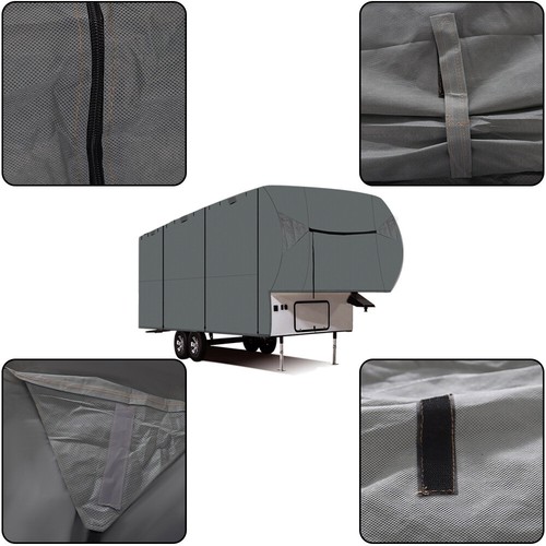 33'-37' FT 4-Ply 5TH Wheel RV Motorhome Camper Storage Waterproof Cover Gray - Picture 9 of 20