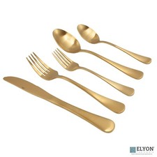 Elyon Tableware 20-Piece Flatware Matte Gold ...