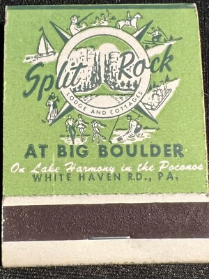VINTAGE MATCHBOOK - SPLIT ROCK AT BIG BOULDER - WHITE HAVEN, PA - UNSTRUCK!
