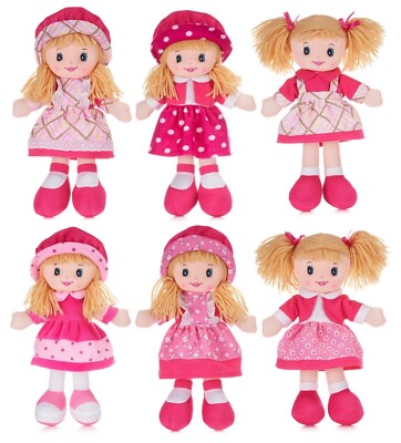 NEU OFFIZIELLE 12 ZOLL RAGDOLL ROSA MÄDCHENPUPPE WEICHES PLÜSCHTIER