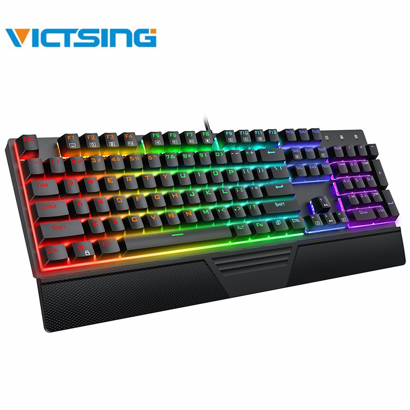 VicTsing Mechanical Gaming Keyboard RGB Blue Switches for PC Laptop w/Wrist Rest