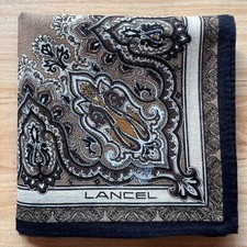 HANDKERCHIEF VINTAGE BROWN PAISLEY BANDANA COTTON MEN'S POCKET SQUARE 17" B0160
