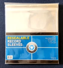 100 Vinyl Record Sleeves Resealable Flap Plastic Outer 33 RPM LP Cover Album bag