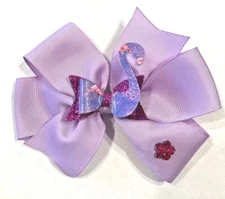 Beautiful Lavender Bow with a Faux Leather Swan Inspired Hair Bow for girls