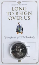 South Georgia & Sandwich Isles 2015 £2 Pound Coin ~ Longest Reigning Monarch COA