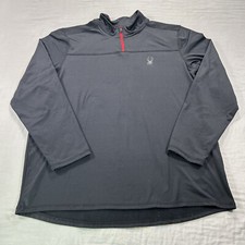 Spyder Sweater Mens Large Black 1/4 Zip Fleece Lined Pullover Performance Run