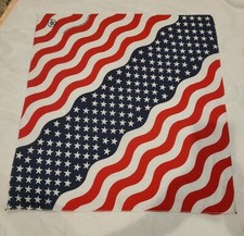 Stars and Stripes - Flag Bandanna MADE IN USA 21" SQUARE Over edged 50/50 blend