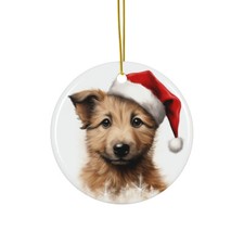 Berger Picard Puppy - Ceramic Christmas Ornament - Printed in USA