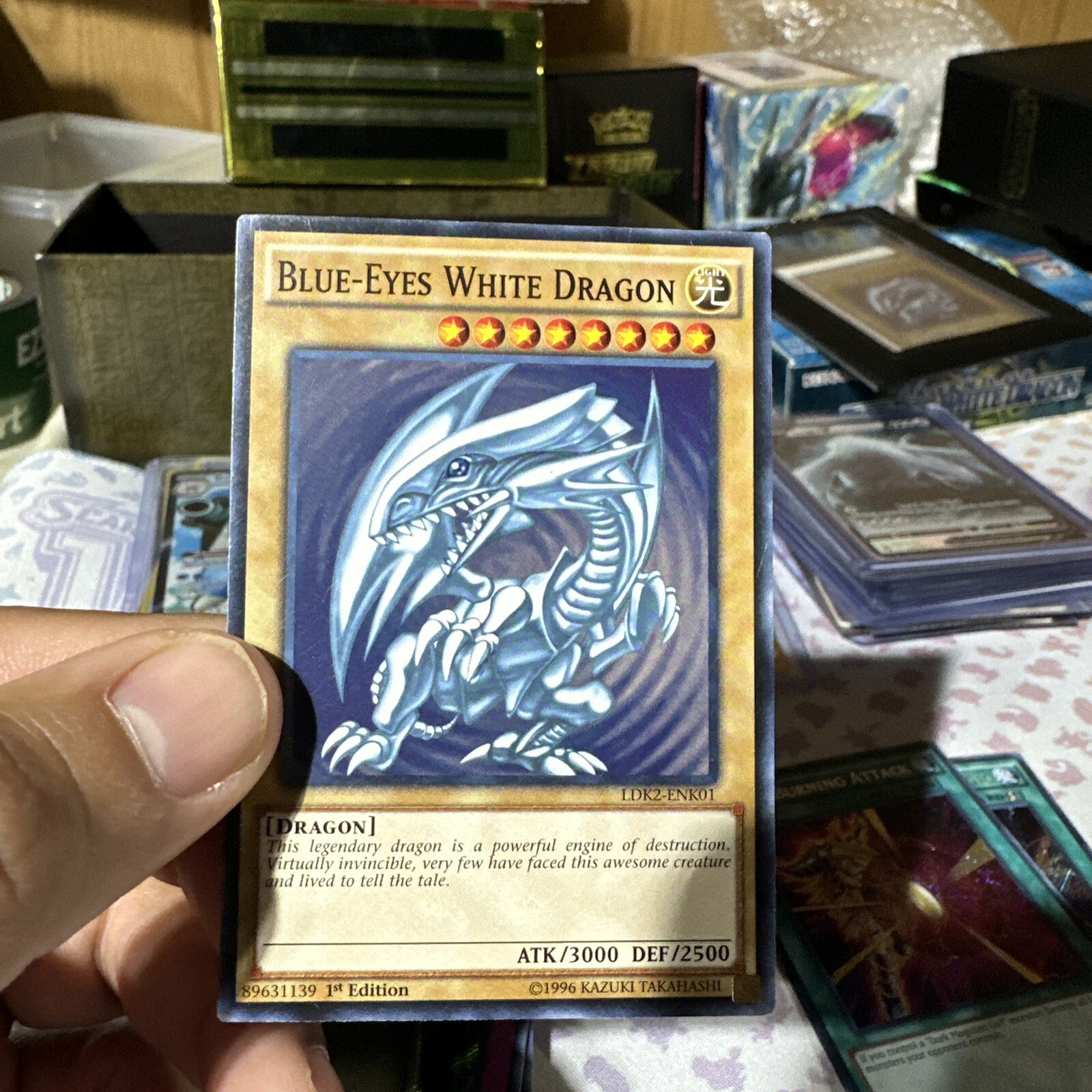 ** BLUEEYES WHITE DRAGON ** 1ST EDITION MINT (ORIGINAL ART) LDK2ENK01