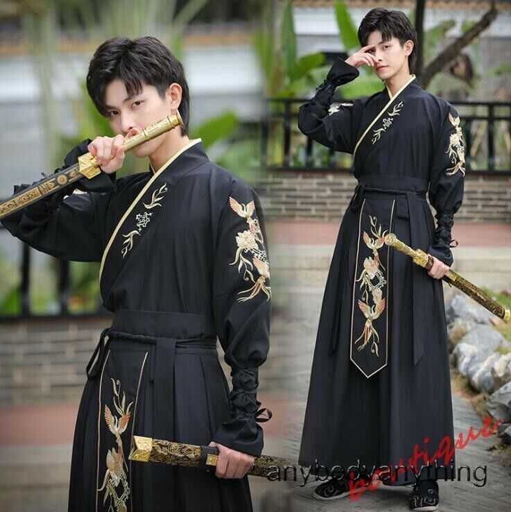 ALTRA Costume da uomo cinese antico cosplay ricamato Hanfu cavalleresco top + set abiti