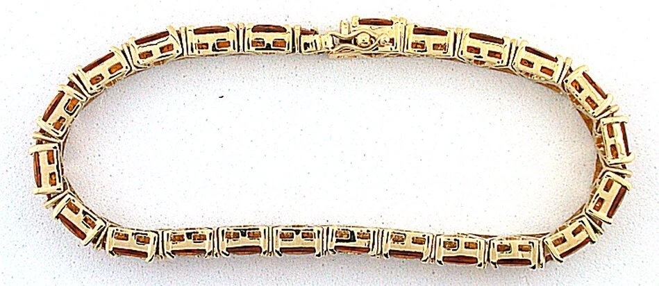 Brazalete de tenis de plata esterlina chapado en oro trillón ámbar sintético 8 pulgadas EBS2529 Foto 3 de 3