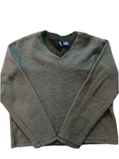 SO GSJC Sweatshirt Womens Small Green Long Sleeve V-Neck Pullover Shirt