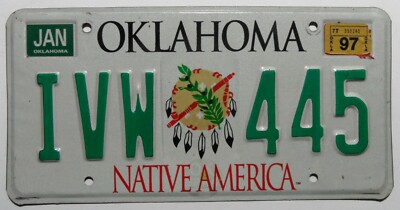 USA Nummernschild Oklahoma ''NATIVE AMERICA'' mit Indianerschmuck. S-6626.