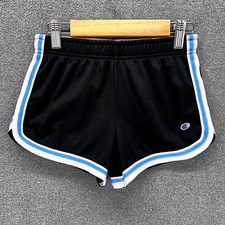 Champion Athletic Shorts Girls Small Black blue stripe Running elastic waist