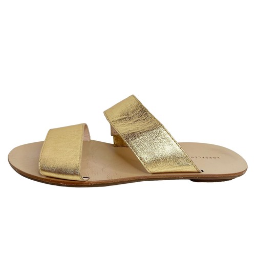 Loeffler Randall Sz 6.5 Metallic Gold Flat Two Strap Sandals | eBay