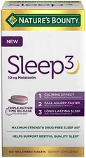 Nature's Bounty Sleep3 10mg Melatonin 120 Tablets Exp：08/2026