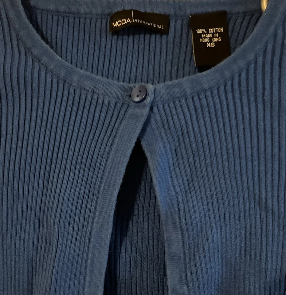 Moda International Women's Blue Cropped Cardigan Sweater - Size XS - Image 3 of 4