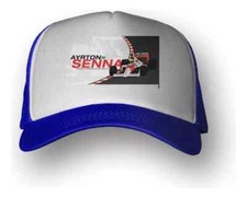 AYRTON SENNA - F1 - Blue  White TRUCKER HAT - Curved Visor - M3 - NEW