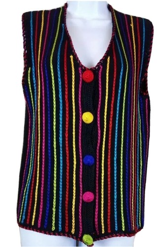 Lisa International Women's Multicolor Vest Size Small Vintage - Picture 11 of 12