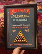 Billiards Tournament 3D Wooden Advertising Sign  Collectible Man Cave Wall Decor