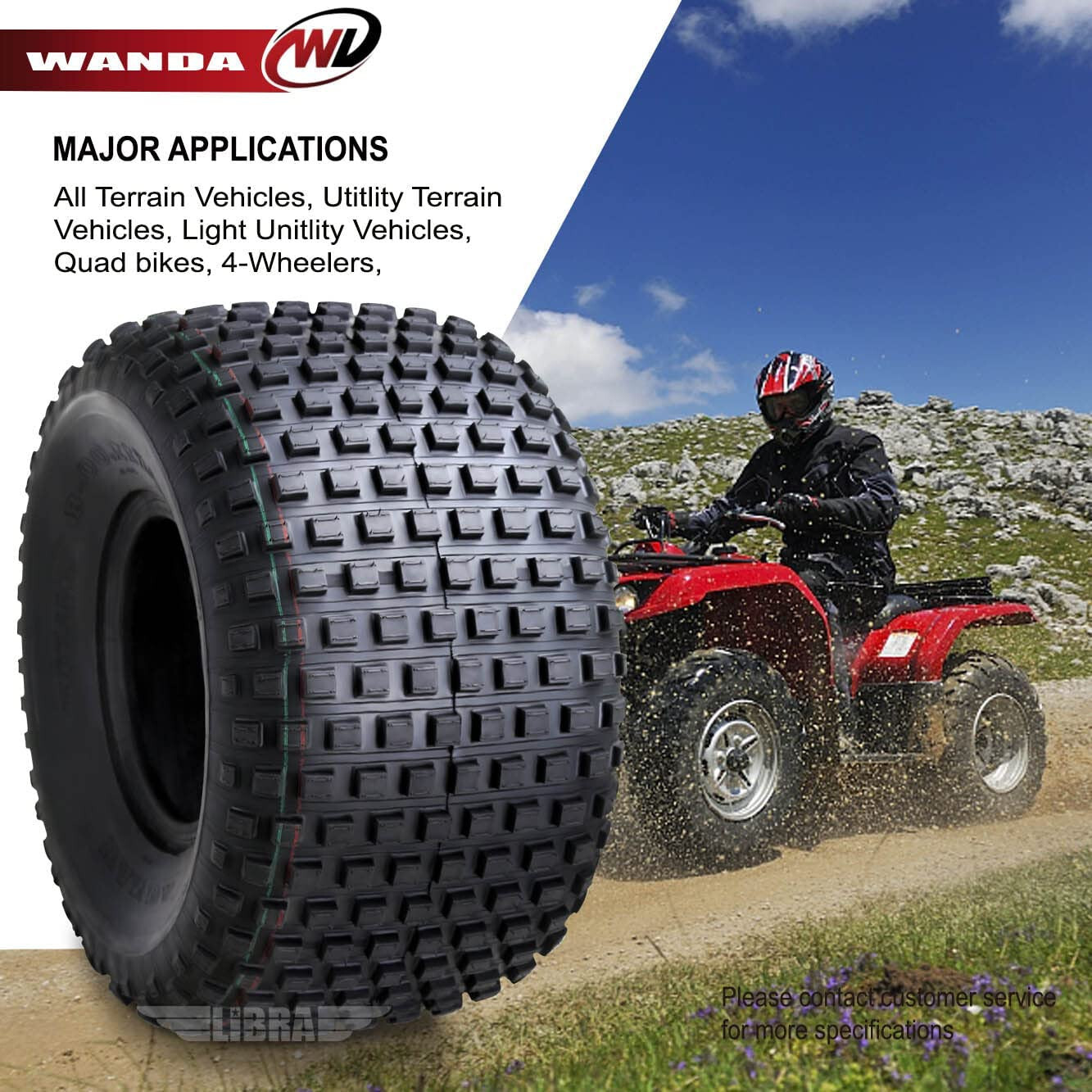 Set 4 WANDA Sport ATV Tires 22x118 22x11x8 22x11.008 4PR Knobby 10032