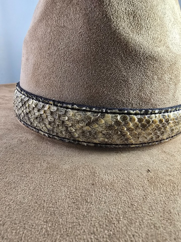 Rattlesnake skin hat band band Western cowboy cowgirl Silver belt tip ...