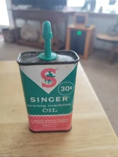 Vintage Singer Sewing Machine Oil Advertising Tin Display Can Full Of Oil!