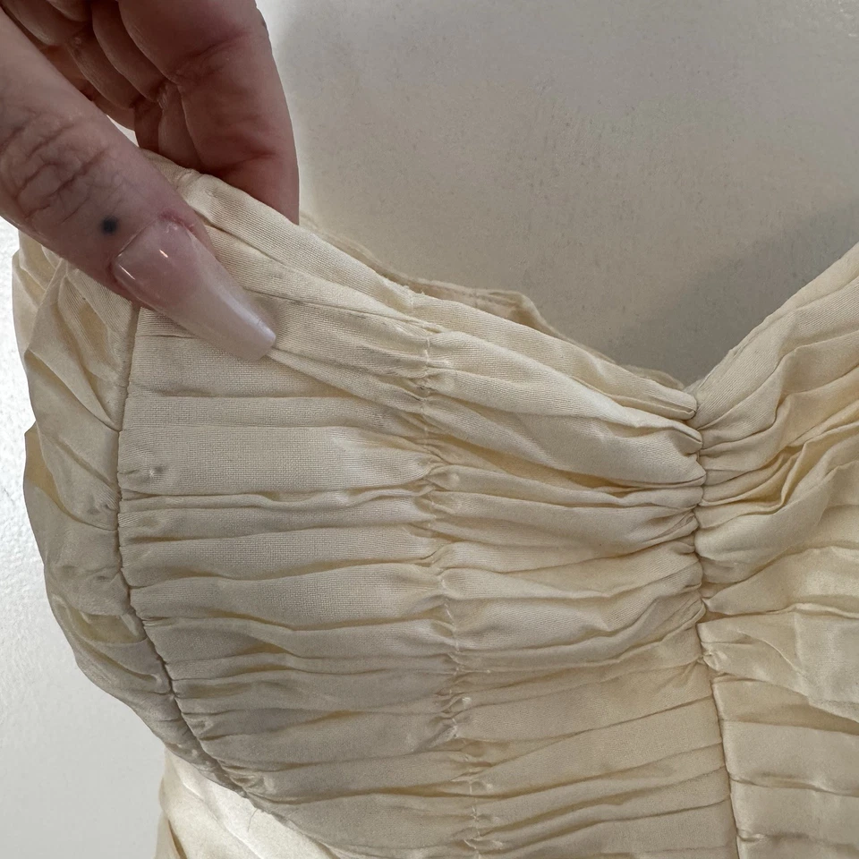 Melissa Sweet Ivory Silk Ruched Ball Gown Strapless Wedding Dress 10 Womens - Image 4 of 4