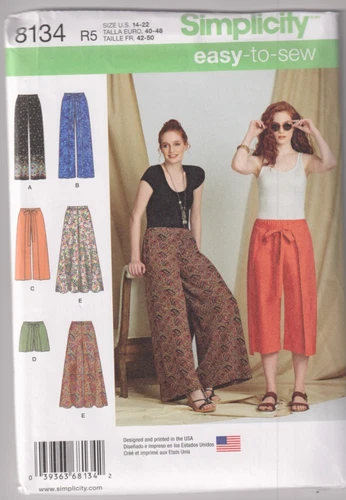 8134 SIMPLICITY - PANTS  Wrap PANTS & SHORTS & Wide PANTS - Sz 14/16/18/20/22