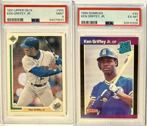 1991 UPPER DECK KEN GRIFFEY JR. PSA 9, 1989 DONRUSS PSA 6