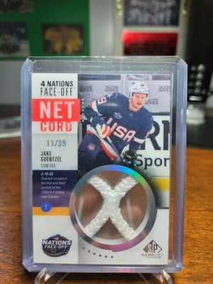 2025-26 SP Game Used Jake Guentzel 4 Nations Face-Off Team USA Net Cord /35