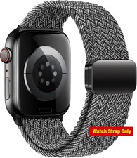 Gray  White Braided Band with Magnetic Clasp for Apple Watch 38mm to 44mm