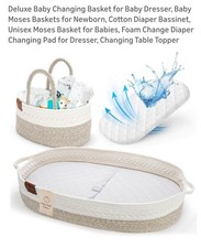 Deluxe Baby Changing Basket for Baby Dresser, Baby Moses Baskets for Newborn,...