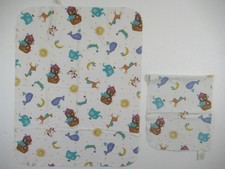 Vintage KidsLine Noah's Ark Flannel Receiving Baby Blanket Lot