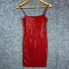 Windsor Bling Mini Dress Womens S Red Sequin Sparkle NYE HOCO Party Valentines