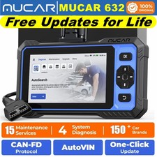 MUCAR 632 OBD2 Scanner ABS/SRS/TCM/Engine System Diagnostic Tool CANFD 15 Resets