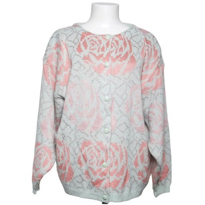 H&M, Strickjacke, Damen, Größe: 42/44, Grau/Pink/Mehrfarbig #7Vk