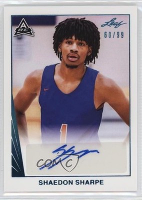 2021-22 Leaf Memories 1990 Base Platinum 60/99 Shaedon Sharpe #BA-SS1 Auto 0c6