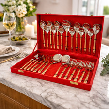 27-Teiliges Besteckset Aus Edelstahl Mit Messern Gabeln L&ouml;ffeln In Geschenkbox