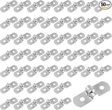 50 Pcs 1/4" Two Hole Strap U Bracket, M5 Rigid Pipe Clamp Silver 