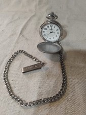 Gently Used Chrome Timex Mechanical Pocket Watch With Chain And Clip Japan Made