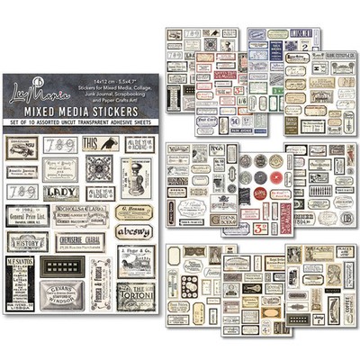 Ciao Bella Mixed Media Sticker Set 10/Pkg Vintage Scripts, MB003
