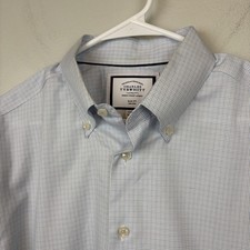 Charles Tyrwhitt Shirt Mens 17 36 Blue Check Slim Fit Non Iron Button Down