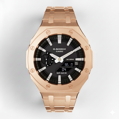 Casioak Mod Watch GA-2100 Rose Gold All Metal Watch GA2100-1A | eBay